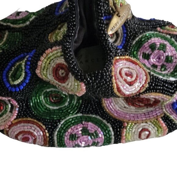 Mary Frances Beaded Leather Dizzy Circles Wristlet Handbag - Picture 2 of 15